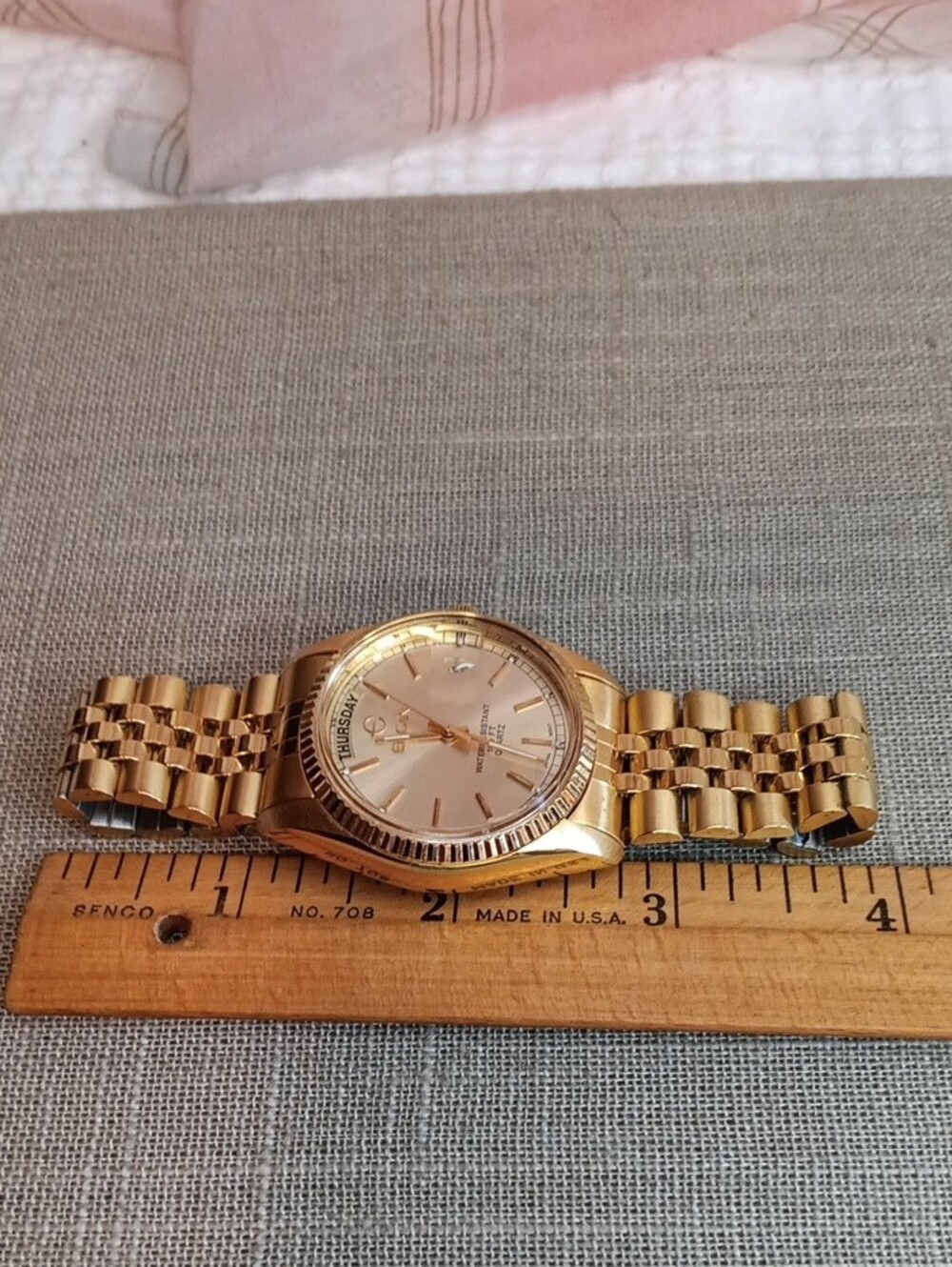 Vintage Elgin Gold Tone Presidential Men's Quartz Watch FC 400 - Picture 5 of 5